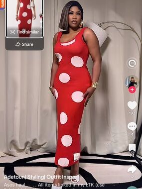 ASOS DESIGN knit maxi dress in red polka dot